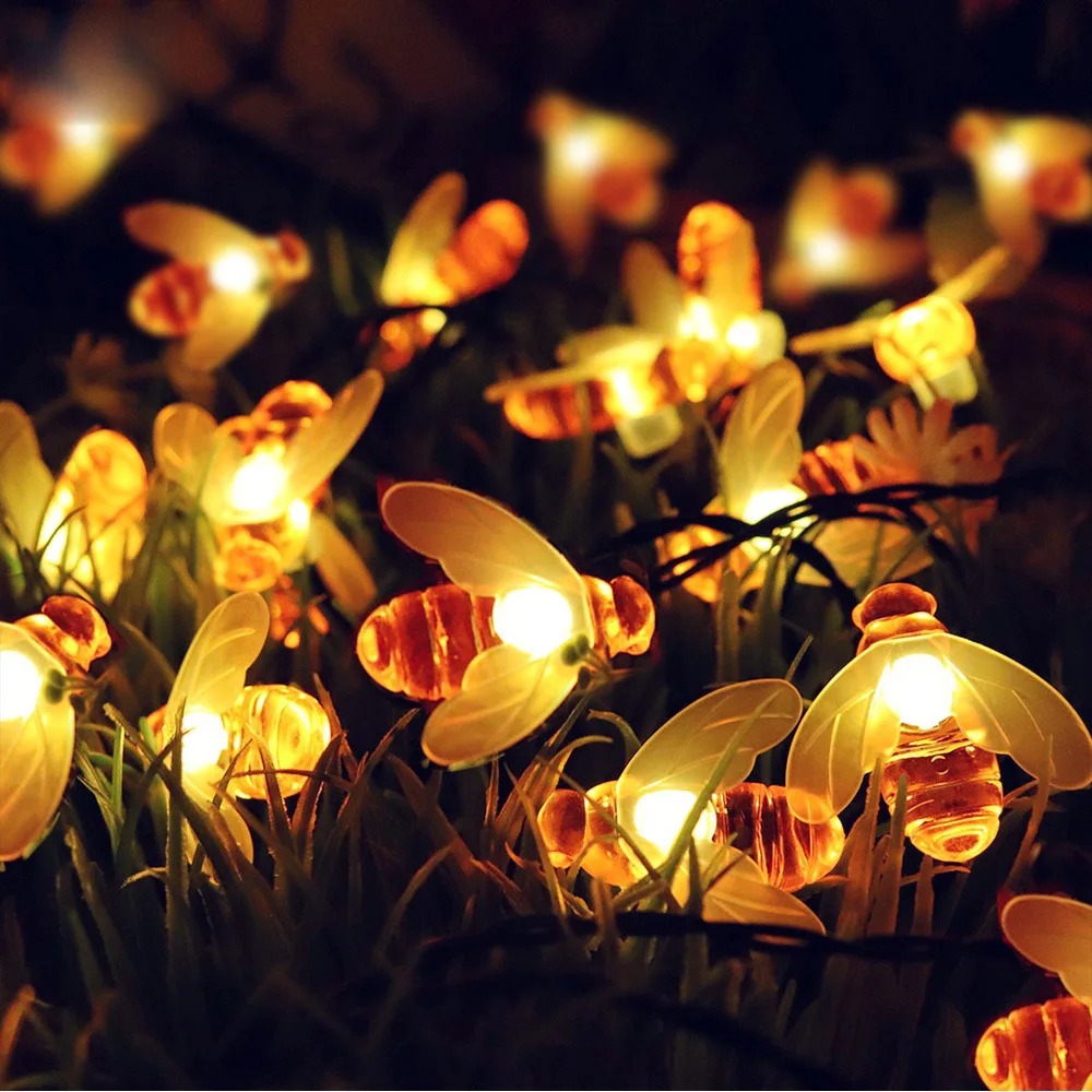 Waterproof 5M Solar Lights String 20 Led Honey Bee Shape Solar Powered Fairy Lights For Outdoor Garden Fence Summer Decoration Waterproof 5M Solar Lights String 20 Led Honey Bee Shape Solar Powered Fairy Lights For Outdoor Garden Fence Summer Decoration
