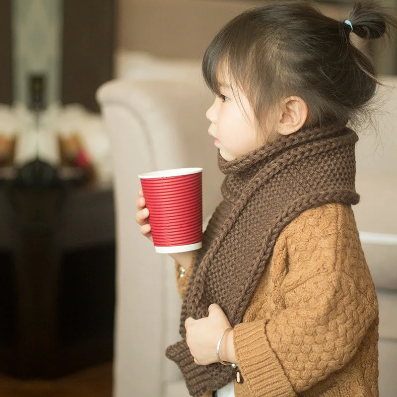 

Baby Scarf Girl Winter Warmer Scraf Children Wool Knitted Scarves Newborn Boy Kids Solid Warm Neck Scarves Soft Bufanda Bebe