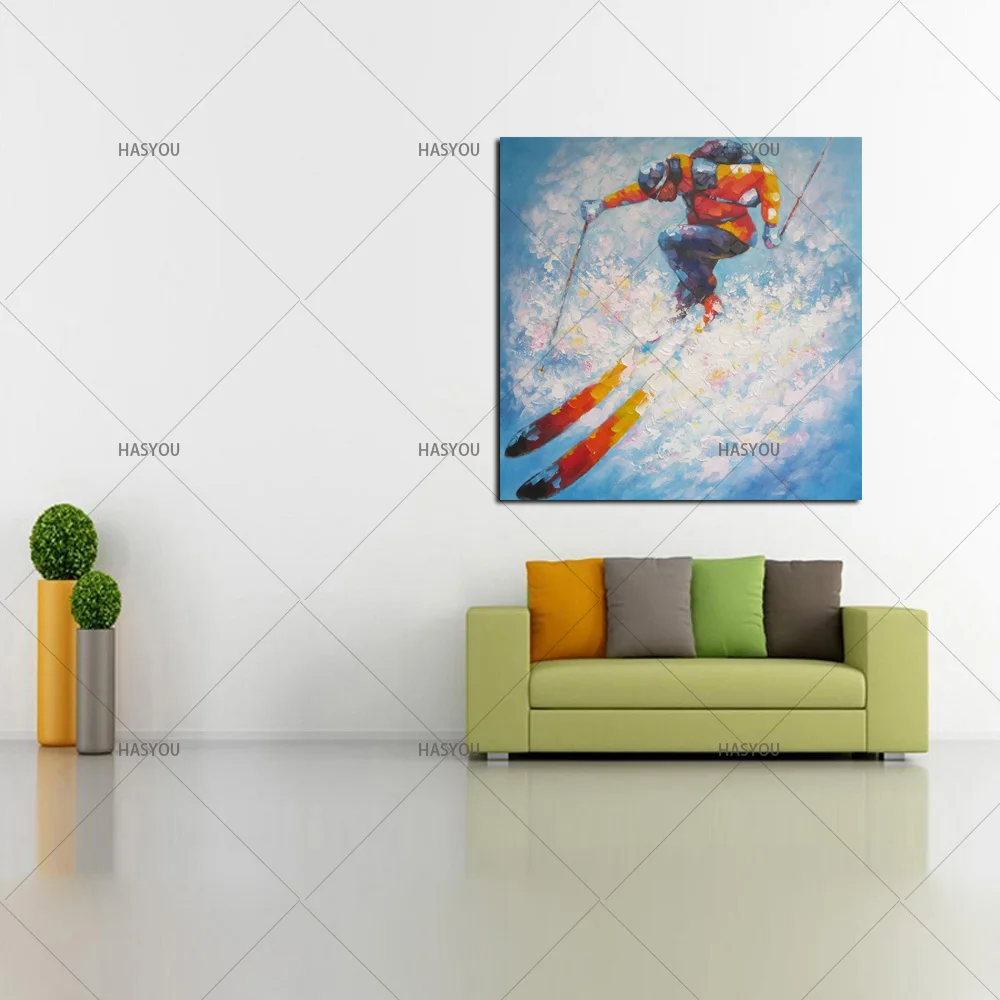 التزلج صور النفط الطلاء بواسطة قماش مرسومة باليد النفط الطلاء ل جدار الفن الصورة تزيين المنزل شنقا في المعيشة غرفة