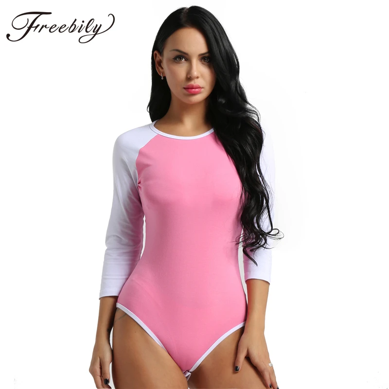 yellow bodysuit Diaper Lovers bodysuit Sexy Women clothes summer Long Sleeves Press Button Crotch Soft Cotton Bodysuit Leotard Teddy rompers bodysuit women