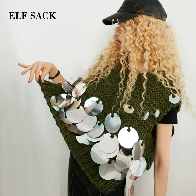 ELF SACK Autumn New Woman Sweater Sleeveless O Neck Casual