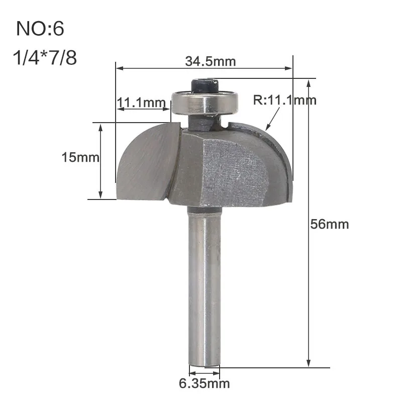 1 шт. 1/" 1/4" хвостовик круглый нос Угол заземления концевые фрезы Карбид Вольфрама круглый канавок бокс фрезы для дерева - Длина режущей кромки: NO 6