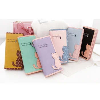 

2019 New Fashion Women Wallets Zipper Ladies Handbags Clutch Coin Purse Cards Holder PU Leather Cat Wallet Moneybags Burse Bags