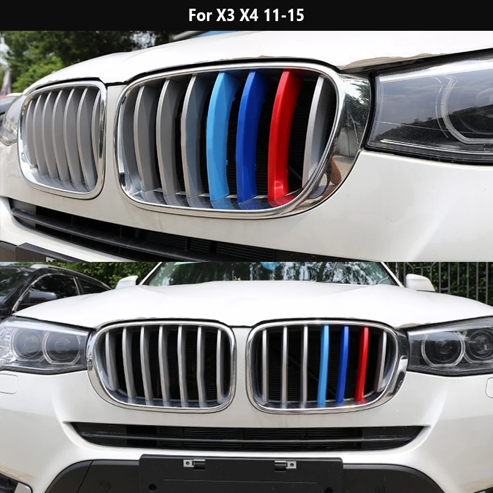ZD 3 шт. для BMW F30 F10 X5 E53 E70 F16 X6 E71 X1 X3 X4 F07 G30 F34 3D м автомобиля на переднюю решетку, полоски, накладки стикеры автоспорта