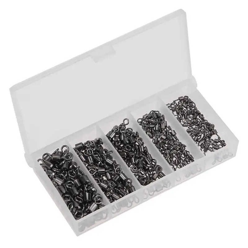 

250pcs/Box Ball Bearing Swivels Solid Ring Fishing Hook Connectors Rolling swivels Fishing Tool Accessories Size #2/4/6/8/10