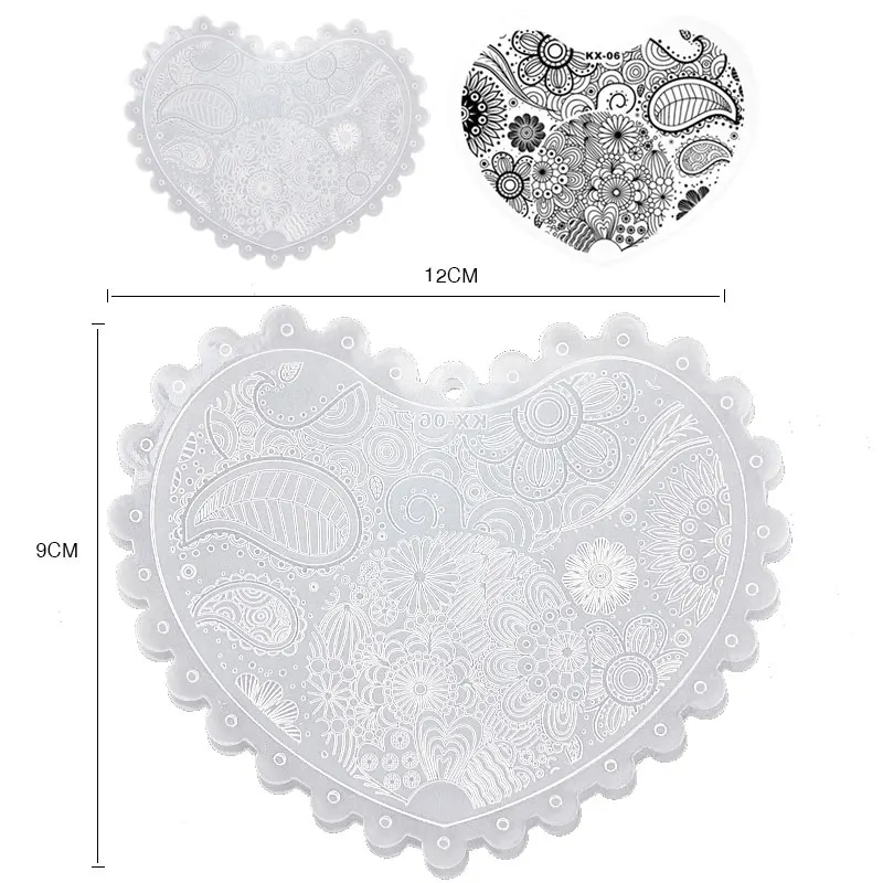 1 шт. 9*12 см пластины для штамповки ногтей Мандала Весна сад полоса Сердце Дизайн Маникюрные трафареты рисунок для нейл-арта пластиковый шаблон инструмент