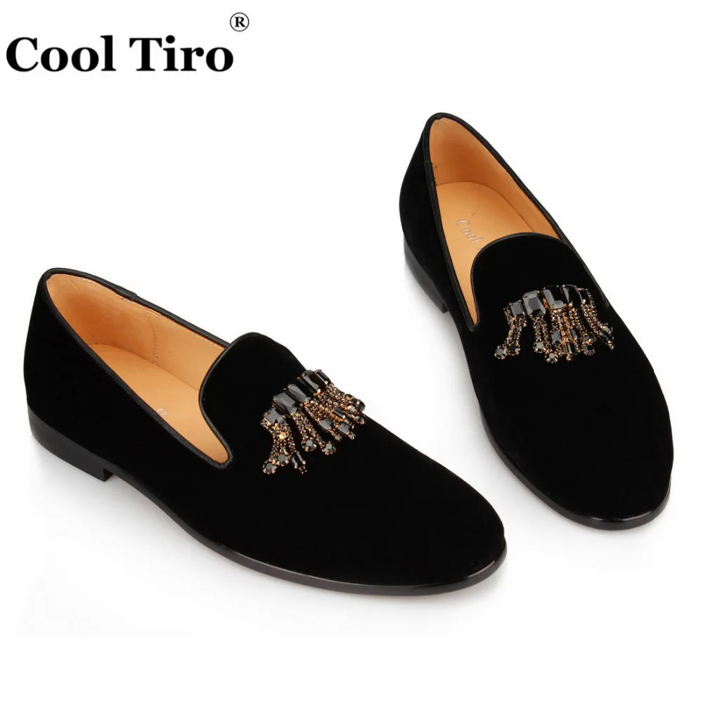 Velvet Loafers Crystal tassels Slippers (5)