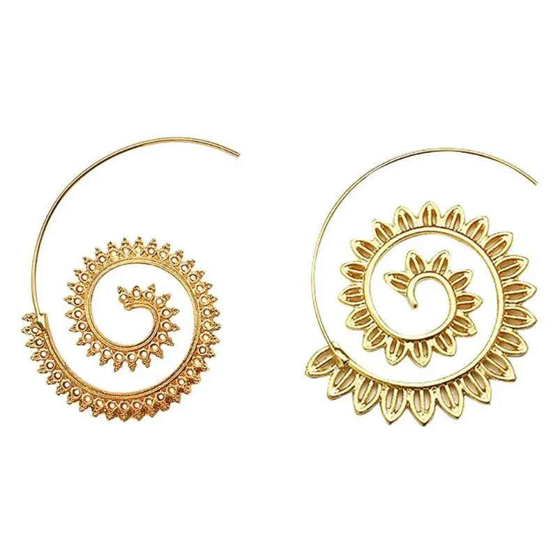 

Fashion Ladies Spiral Ear Hook Casual Exaggerated Women Creative Geometric Gear Earrings Alloy Jewelry Gift