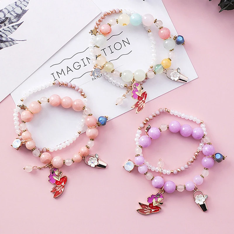 

2018 New Daisy Flower Double Layers Boho Bracelet Sweet Mermaid Crystal Ball Pendant Bracelets Fashion Jewelry Ornaments X4204