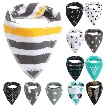 NEW Style Baby Bibs Bandana Black Triangle Bib For Girls Boys Toddler Infant Feeding Cotton Saliva Towel Scarf Baberos DS29 new cute baby bibs cartoon printing cotton newborn infant girls and boys toddler triangle scarf bandana