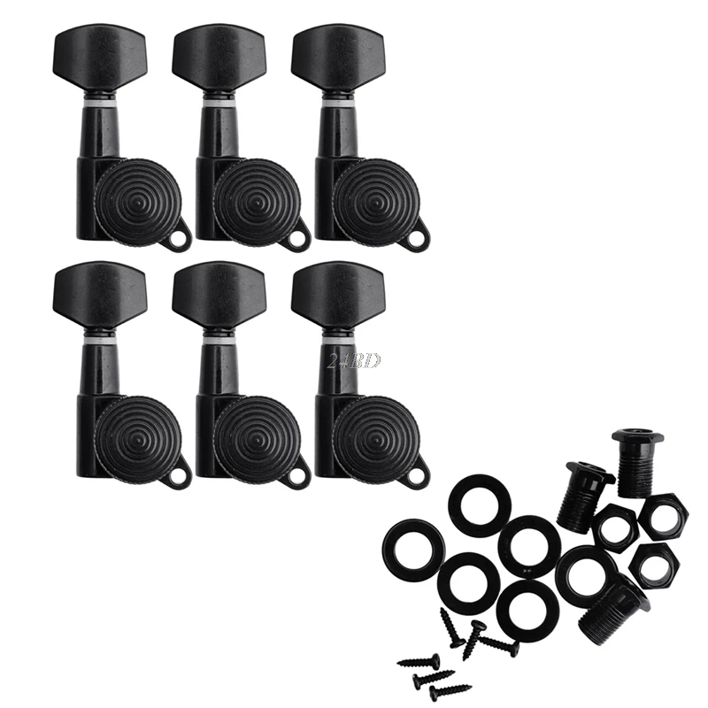 Guitar 6 String Tuning Pegs Locking Tuners Keys Machine Heads Black and Chrome Drop Shipping Support tooyful 6r locking button machine head tuning pegs tuners for electric guitar parts