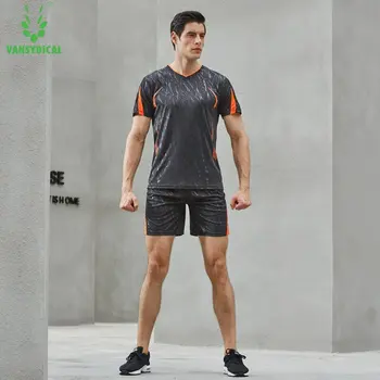

Men Running Sets Jogging Sports Sportswear Training Fitness Exercise Gym Set Clothes Shirt with pocket Shorts