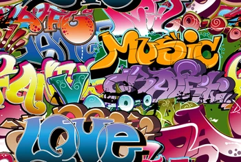 

2016 New Arrival Horizontal Digital Graffiti Photography Backdrops Photo Background For Birthday Party XT-4357