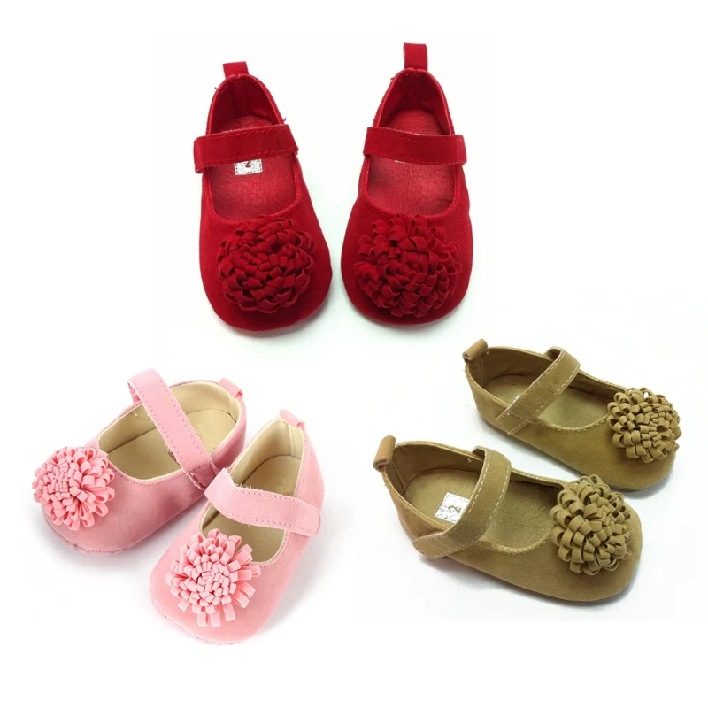 2017 New High Quality Festival Flower Soft 0 1 Years Bright Infant Baby Girls First Walkers