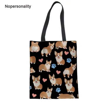 

Nopersonality Cute Heart Pattern Corgi Dog Print Women Tote Bag Small College Girls Handbag Casual Teen Girls Shoulder Bags