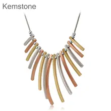 Kemstone Tri-color de Oro Chapado Gargantilla Collar con Plata Plateó la Cadena de Acoplamiento, 15.0 + 1.97 “Extender
