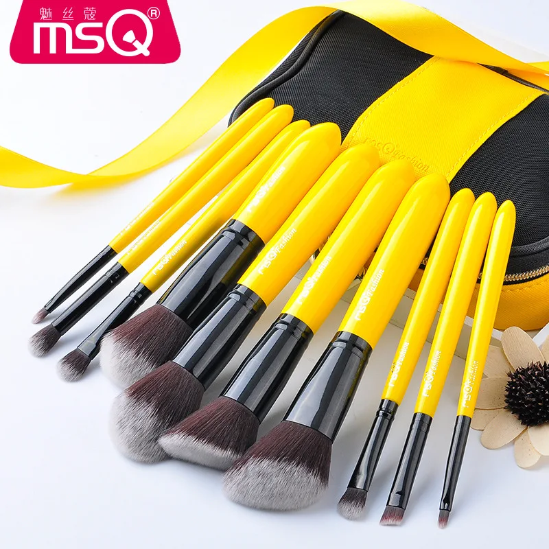

MSQ 10pcs/set Makeup Brushes Set Face Basic Brush Blending Eyeshadow Lip Make Up Brushes Kit Soft Synthetic Hair Cosmetics Tools