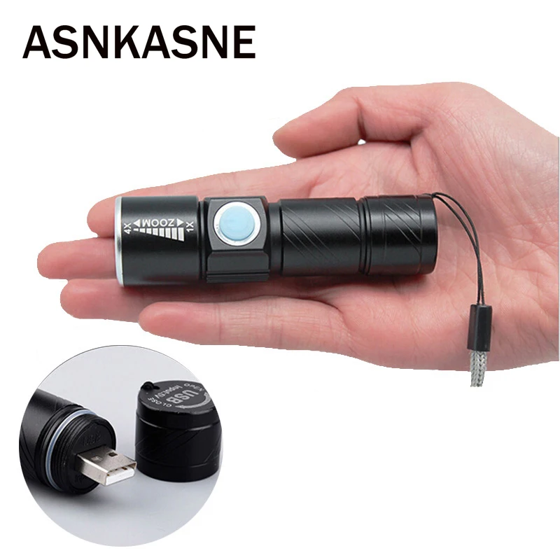 

Portable USB Handy Powerful LED Flashlight Rechargeable Torch usb Flash Light Bike Pocket LED Zoomable Lamp Free Shipping