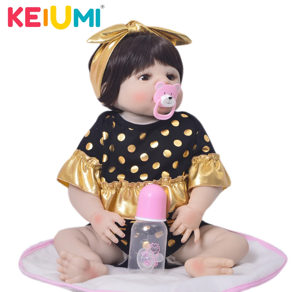 

KEIUMI 23'' 57 cm Reborn Baby Doll Full Body Silicone Lifelike Princess baby Reborn Bonecas Children Playmate Toy Birthday Gifts