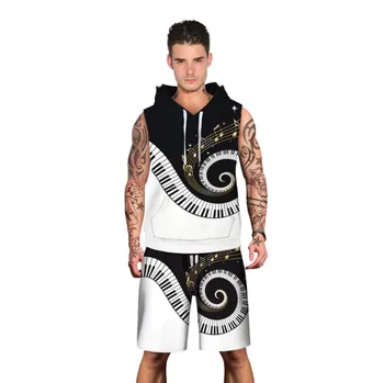 

Men Running Sets summer Tracksuit Fitness Hoodies vest+shorts Cycling Sets Sportswear Training Jogging Gym Hot Sweat Sport Suit