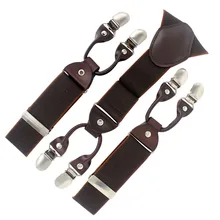 Модные мужские подтяжки из сплава с 6 клипсами, мужские Эластичные подтяжки из натуральной кожи, модные подтяжки для взрослых, Новое поступление