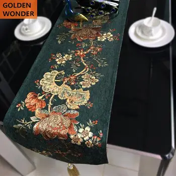 

Customized European Modern Chenille Jacquard Tea Table Runner Long Cover Cloth