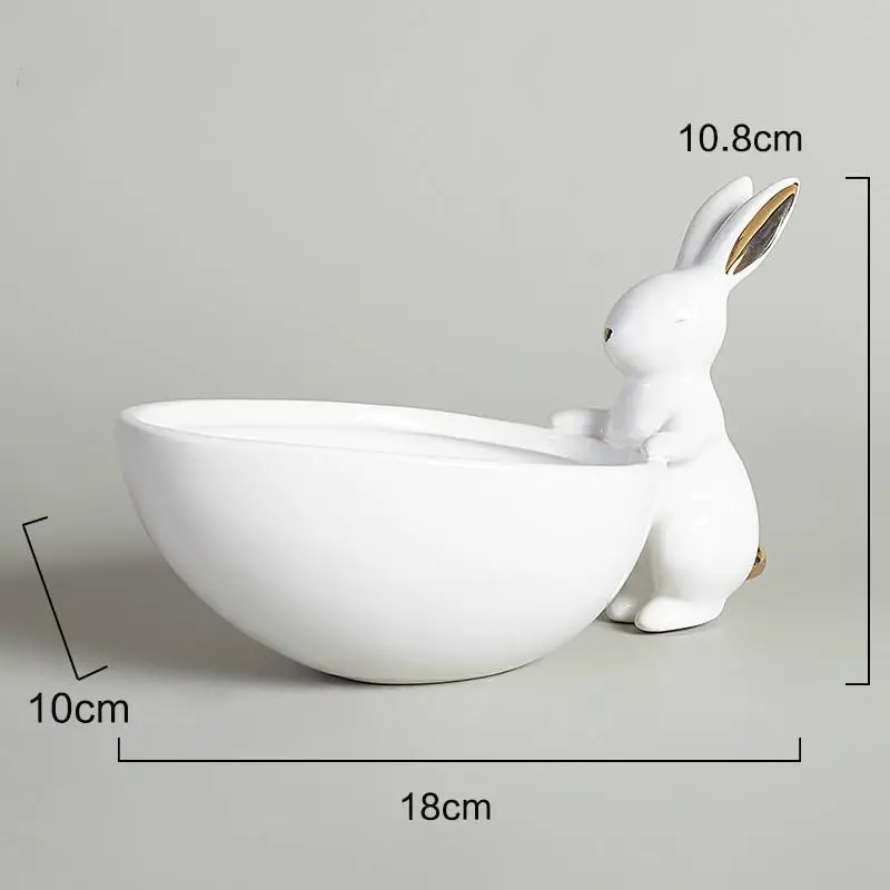 Ceramic Fruit Plate Decoration Rabbit Storage Tray Creative Snack Plate Jewelry Plate - Цвет: B