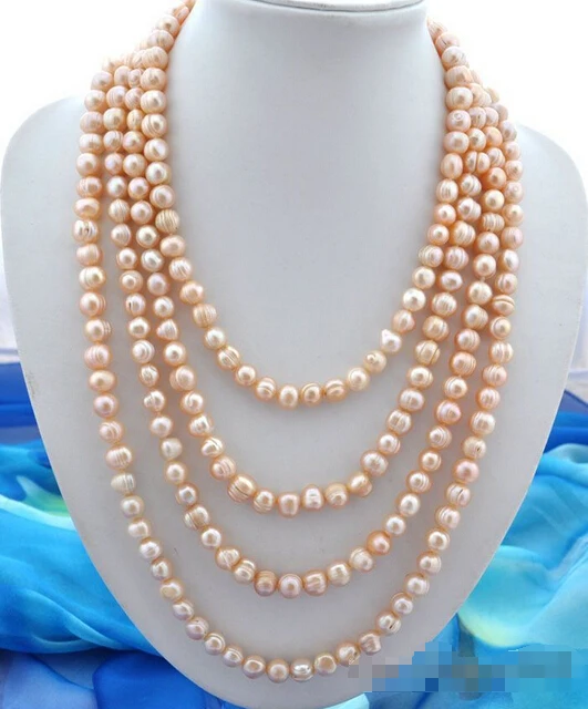 

HOT## Wholesale > 100" 12mm baroque baby pink freshwater pearl necklace
