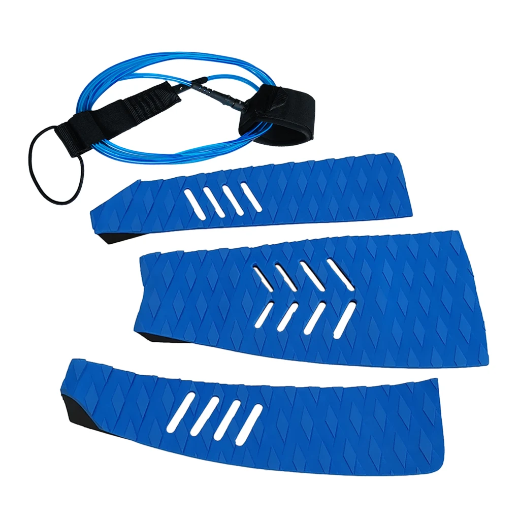 

3 Pcs EVA Surfboard Traction Pad Premium Stomp Pad for Longboard Skimboard Stomp Pads & Surfboard Leash Straight Leg Rope
