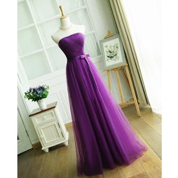 

Real Sample Saudi Arabia Fashionable sexy purple Bridesmaid dresses Simple Strapless Pleats Prom Dress Party Gowns