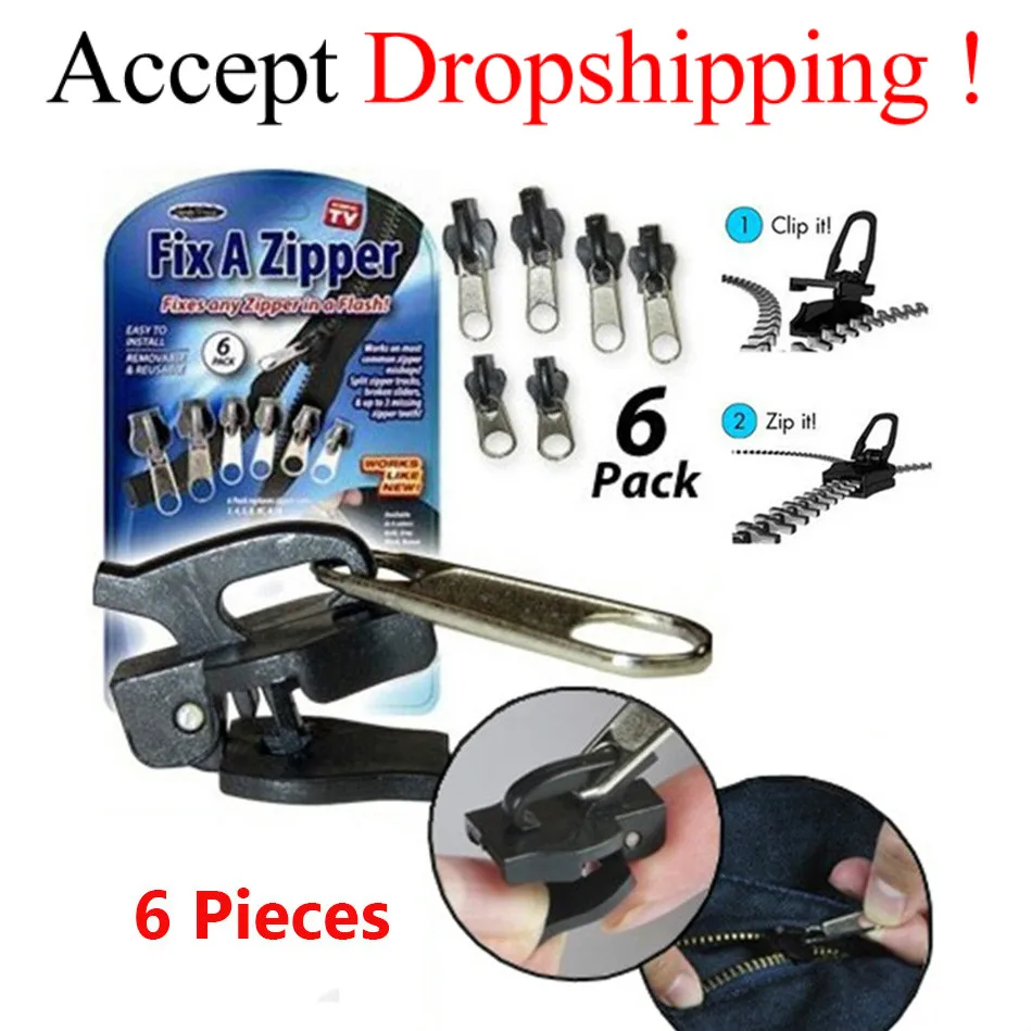 

6pcs/lot Universal Multifunction Zipper Fix A Zipper 6 pack Zip Rescue Instant Repair Kit Replacement Clothing Accessories