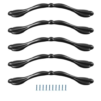 

Zinc alloy wardrobe door cabinet drawer double hole black handle furniture black handle 5 Pack