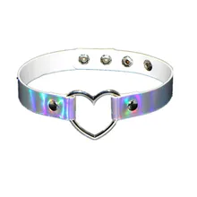 Новая мода сексуальные Harajuku ручной работы сердце кулон чокер лазерное легкое ожерелье панк кожаное ожерелье-ошейник шипы Torques