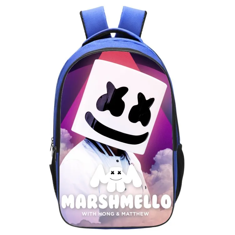 

Hot DJ Marshmello Guy School Bag for Teenager Boys Girls Kids Personized Schoolbag Marshmallow face Smile Hip-hop Funny Backpack