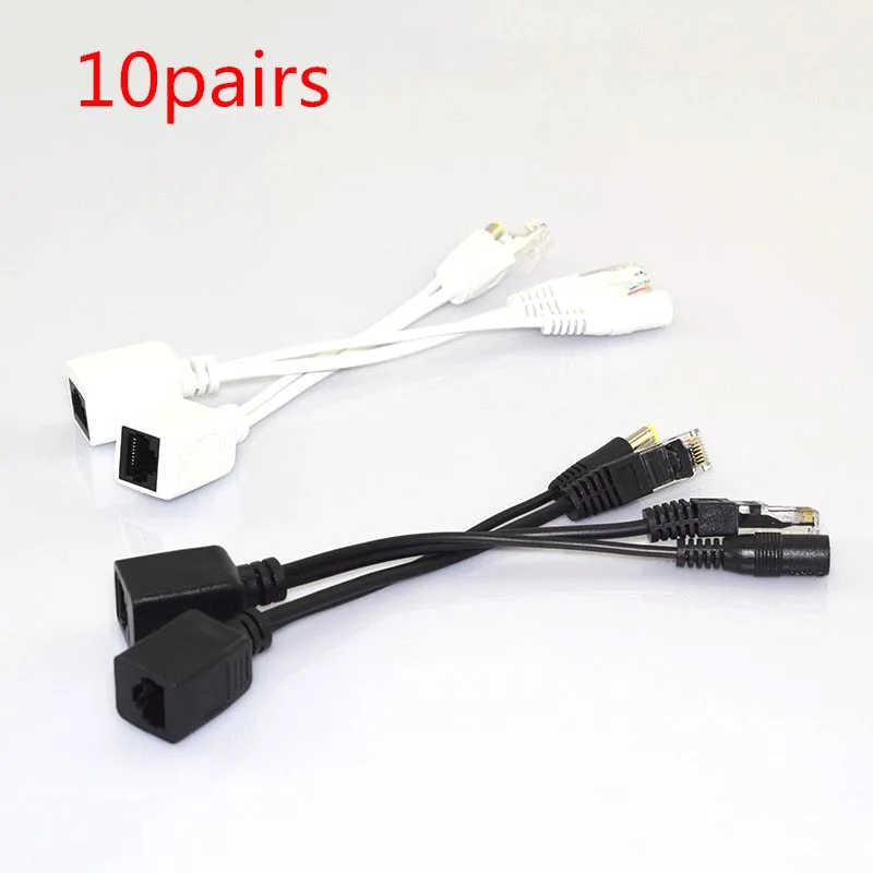 

10Pair 12V Poe Splitter lPower Supply Poe Adapter Cable Rj45 Poe Power Injector Synthesizer Separator Combiner Cctv Accessories