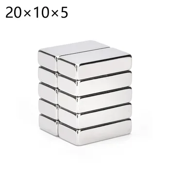 

100pcs/lot 20x10x5mm Grade Block Neodymium Super Strong Cuboid Rare Earth Magnets 20*10*5mm