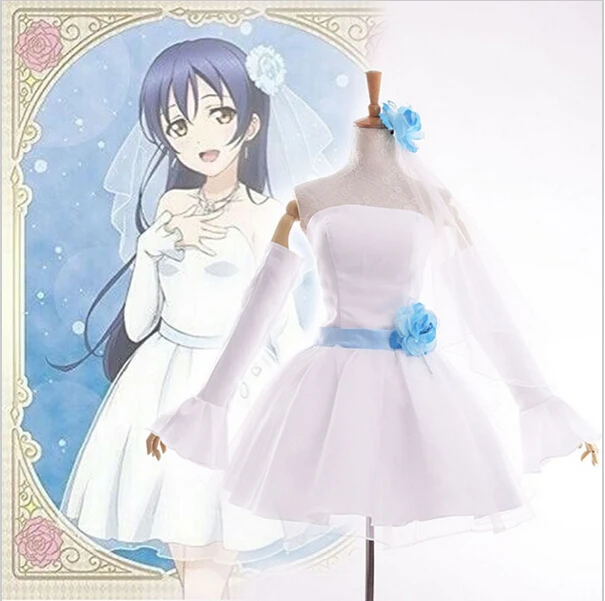 Love Live! Школьный костюм для косплея подружки невесты Umi Sonoda белое свадебное платье