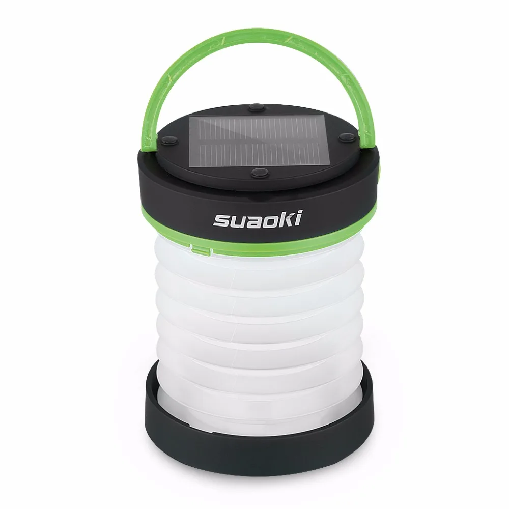Suaoki солнечная панель 800mAh фонарь и USB Перезаряжаемый фонарь, светильник-вспышка, складной светильник, водонепроницаемый для кемпинга, пеших прогулок, зеленый