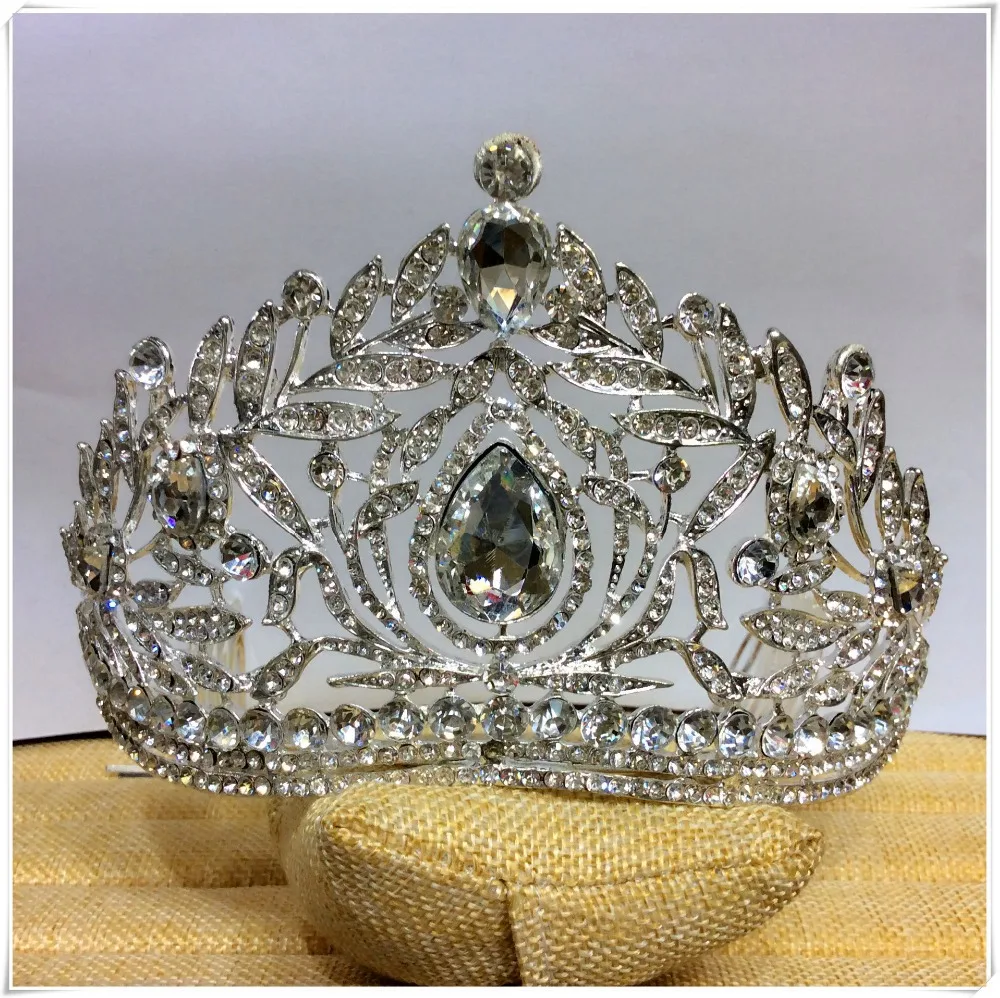 

Luxo Grande Casamento Pageant coroa Tiara Cristal combinando Nupcial pageant Coroa e tiaras para as mulheres