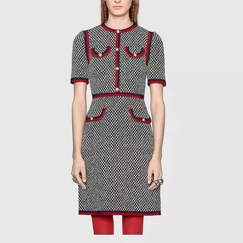 2017 в начале осени Кейт Миддлтон шерстяное платье клетку Для женщин О образным