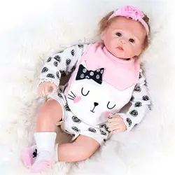 SanyDoll см 18 дюймов 45 см Силиконовые baby reborn куклы, кукла reborn прекрасный кукла подарок на день рождения подарок к празднику