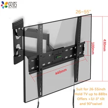 Full Motion TV Wall Mount Bracket Swivel Tilt TV Frame Mount Fits Most 26-55 Inch LED LCD Flat Screen Up to 88lbs VESA 400x400mm