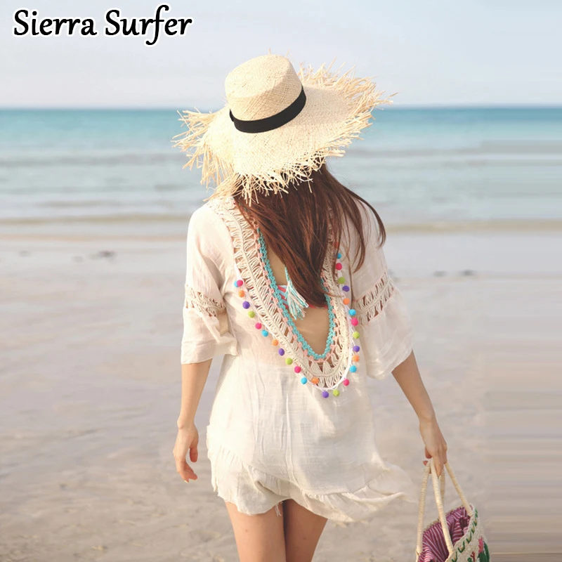 

Beach Outings For Woman 2019 Clothes Summer Wear Bathrobe Robe De Plage Women Sarong Bikinis Pierced Back Strap Beach Female