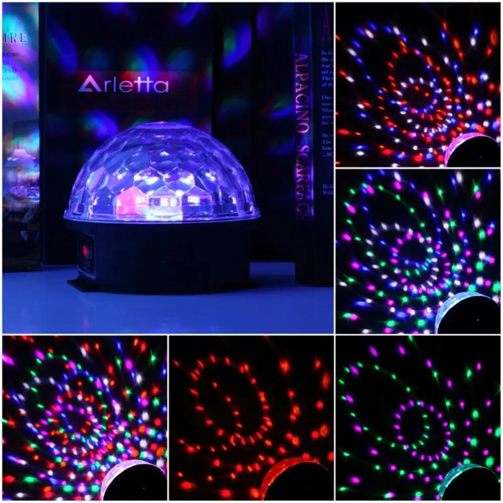 

New 3 Colors LED Crystal Magic Ball Effect Light Disco DJ Stage Party