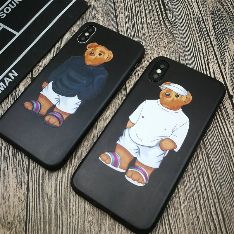 

GG Anime Bear soft case for iPhone X XS MAX XR 8 7 6 6S plus silicone matte phone cover Luxury Couple coque fundas capa 8plus