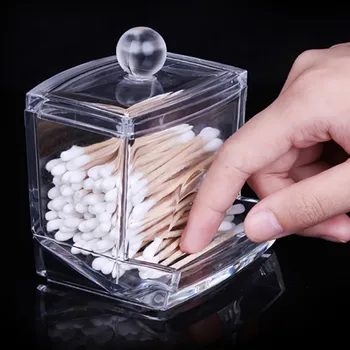 

Clear Acrylic Storage Holder Box Transparent Cotton Swabs Stick Cosmetic Makeup Organizer Case High Quality