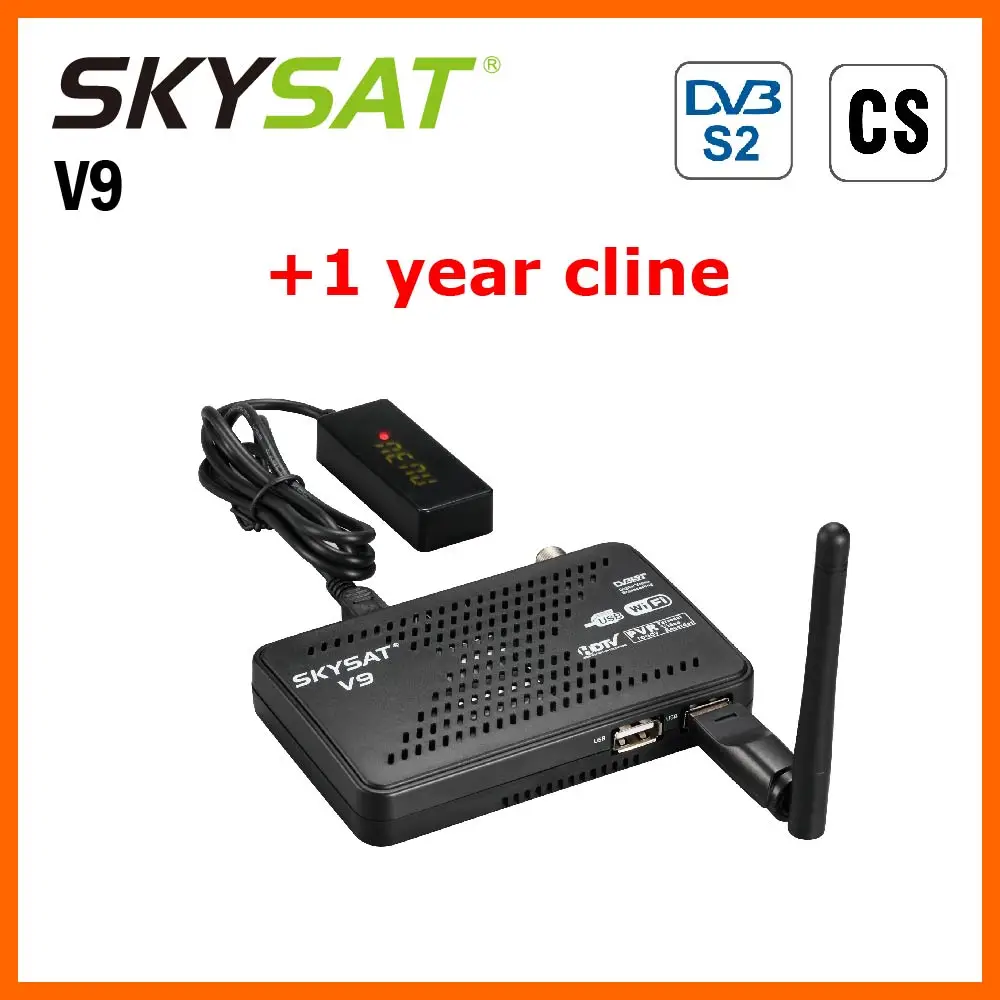 

SKYSAT V9 with 1 year CCCam for Europe support Powervu Biss WiFi 3G Youtube USB PVR Full HD CS Set Top Box mini DVB-S2 Receiver