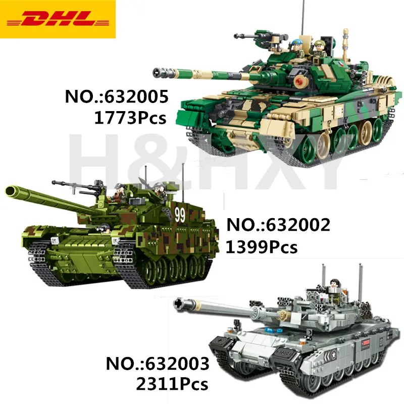 DHL Panlos 632002 1399 шт 632003 632005 Военный танк Тип 99 главный боевой строительные блоки