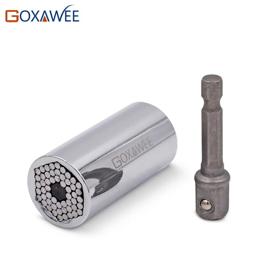GOXAWEE 2pcs Torque Wrench Universal Socket Wrench Power Drill 7 19mm