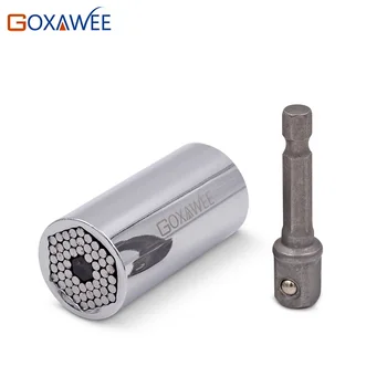 

GOXAWEE 2pcs Torque Wrench Universal Socket Wrench Power Drill 7-19mm Socket Adapter Car Repair Wrench Tool Set Auto Repair Tool